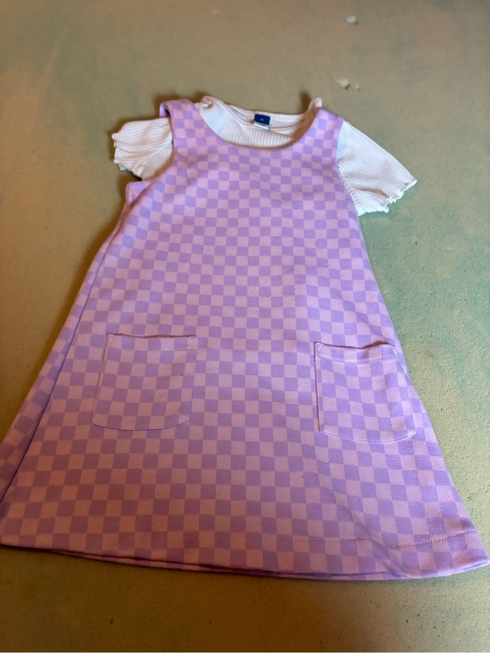 Old Navy Lilac Checkered A-Line Dress with Front Pockets